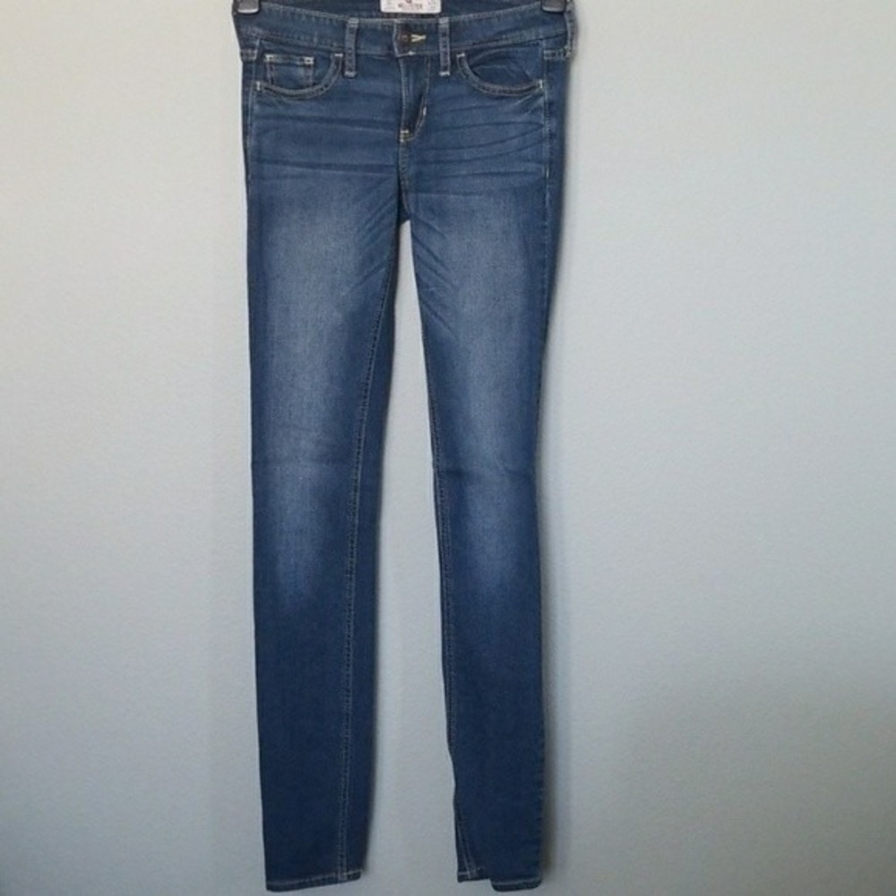 Hollister Y2K 00's Grunge Indie Festival Blue Skinny Jeans Low Rise Size 0 Long